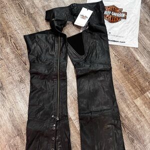Harley-Davidson Black Leather Motorcycle Chaps